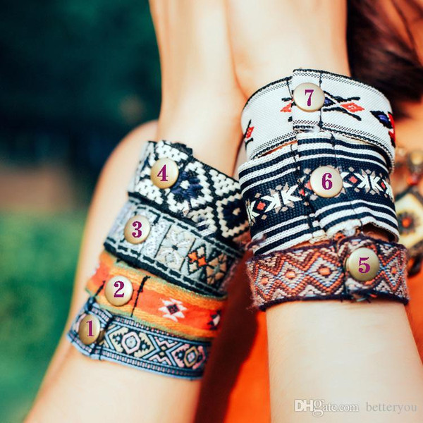 Bohemia handmade retro ethnic wind wrist hand woven Bracelet hand rope couple geometric patterns