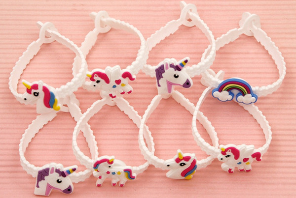 Cute Unicorn Rubber Bangle Bracelet Sport Wristbands Kids Birthday Party Cute Bracelets Women Fashionable Jewelry Accessories