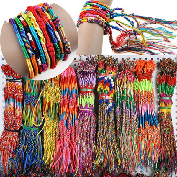 wholesale bulk lots 100pcs mix designs hand made Ethnic Tribes silk rope band wristbands bracelets brand new