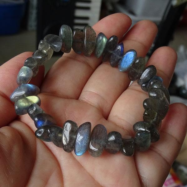 natural Labradorite Gravel bracelet, Blue light, golden light, colorful light