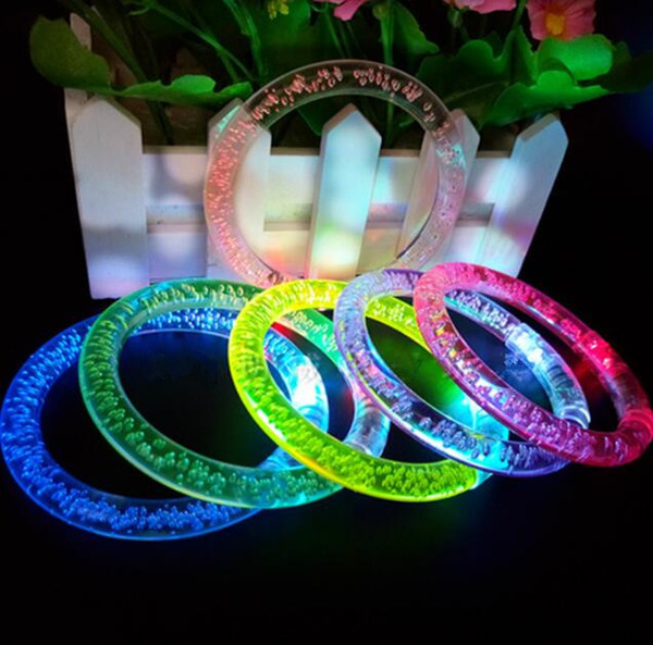 LED Flash Blink Glow Color Changing Light Acrylic Children Toys Lamp Luminous Hand Ring Party Fluorescence Club Stage Bracelet Bangle Xmas