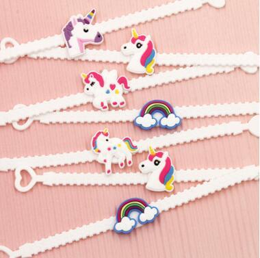 Children Charm Unique Unicorn Bracelets Girls Boys Birthday Party bag fillers Kids Baby Silicone Wristband Child Toy drop ship