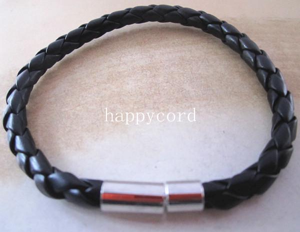 50pieces/lot High quanlity 5mm black and coffee (2color ) 8inches faux braided leather cord bracelet with clasp