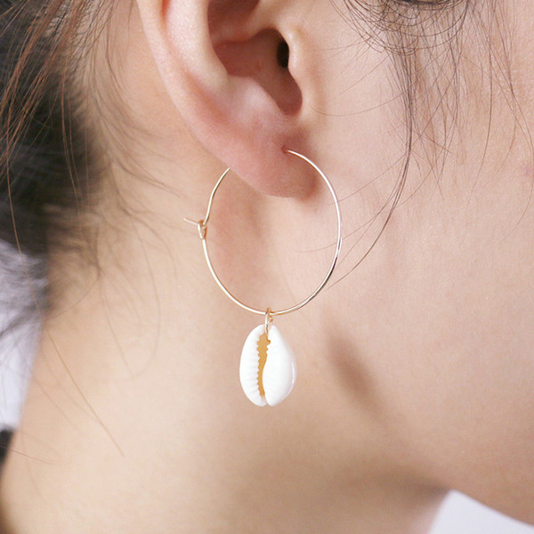 Shell Circle Earrings For Women Korean/Small/Gold Earrings Female 2018 Hanging Hoop Earing Fashion Jewelry