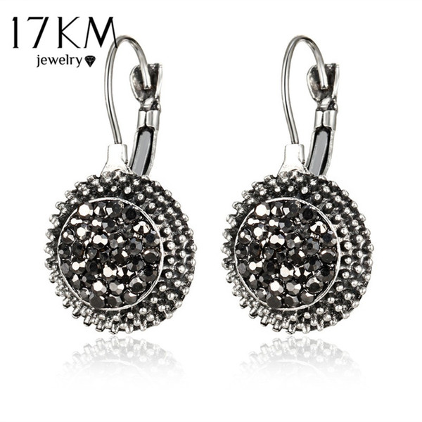 17KM Brincos Vintage Geometric Drop Earrings for Women Round Crystal Party Steampunk Style Women Party Jewelry Accessories