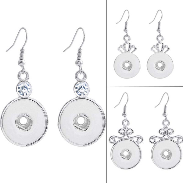 simple zircon crown noosa chunk earrings alloy button snap earrings jewelry