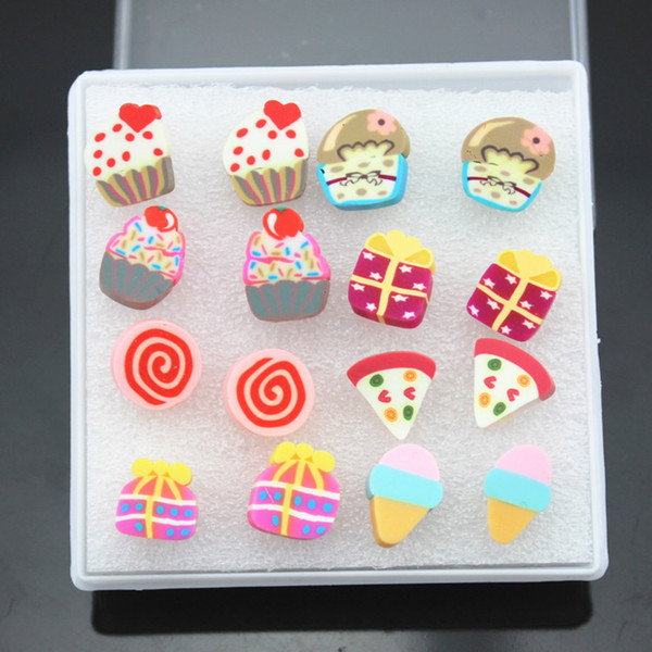 Wholesale lot 8pairs Mixed Style Girl's Children Lovely Handmade Fimo Polymer Clay Earrings Gift ME96