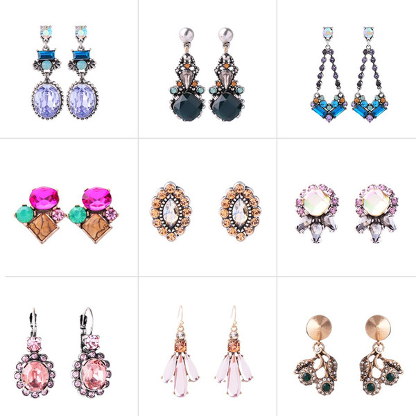 KISS ME 18 Styles Glass Crystal Teardrop Flower Geometric Earrings for Women New Design Fashion Jewelry Accessories