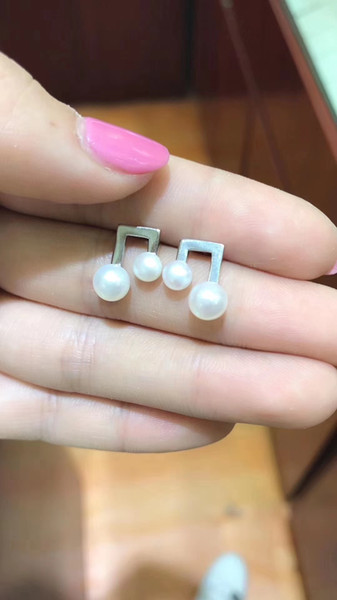 Handmade 925 Silver Natural Pearl Sheet Music Eardrop, Wedding Earrings Pearl Earrings Earrings Sterling Silver 925 Woman Accessories