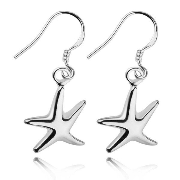 brincos silver plated alloy trendy Five-pointed star earring Pentacle Pentagram drop earrings sea star starfish Dangle earrings 2017 e305