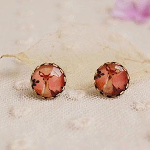 Fashion Forest Deer Stud Earrings for Children Bronzed Earrings Christmas Jewelry rd06