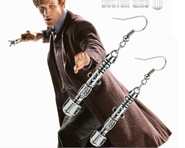 brincos silver plated girl 2017 Dr. Doctor Who earring same paragraph Sonic Screwdriver drop earrings Flashlight stick Dangle earrings e286