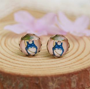 10mm Anime Totoro Stud Earrings Cute Cartoon Cat Earrings for Girls Women rd047