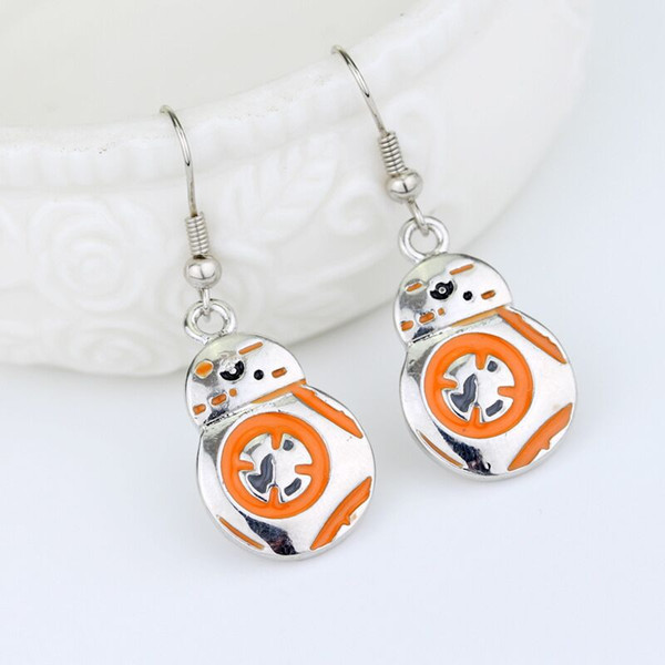 girl women 2018 Hot brincos silver plated alloy trendy Sphere robot BB8 drop earrings BB 8 BB-8 Dangle earrings Spherical robot earrings 334