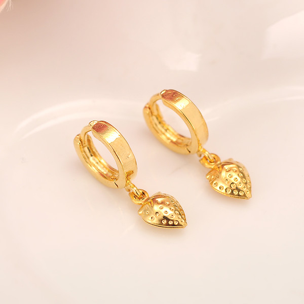 Women Girls kids Jewelry gold small heart drop earrings Bead Round Ethiopian Africa Arabia Middle East Bijoux charms Gift