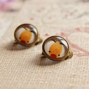 Little Cute Yellow Deer Clip Earrings Without Piercing Copper Earrings rj11