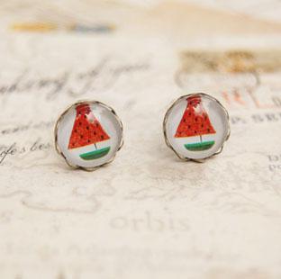 Novelty Watermelon Stud Earrings Strange Earrings Birthday Gifts for Best Friends 10mm rd032