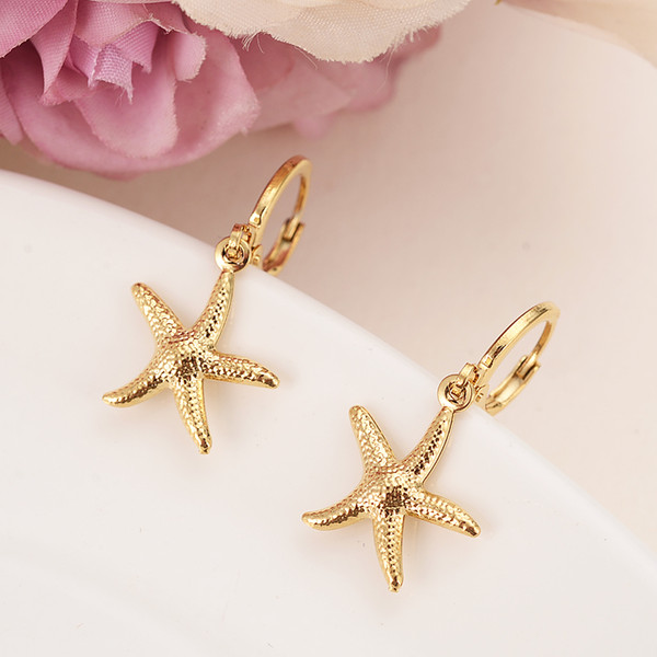 high quality Gold starfish drop Earrings Women/Girls African/Arab kids gift fashion jewelry drop shipping