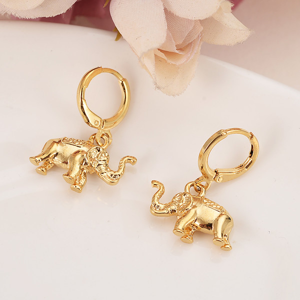 gold jewelry elephant pendant Earrings Women Party african wedding bridal Jewelry girls DIY charm girl kids gift