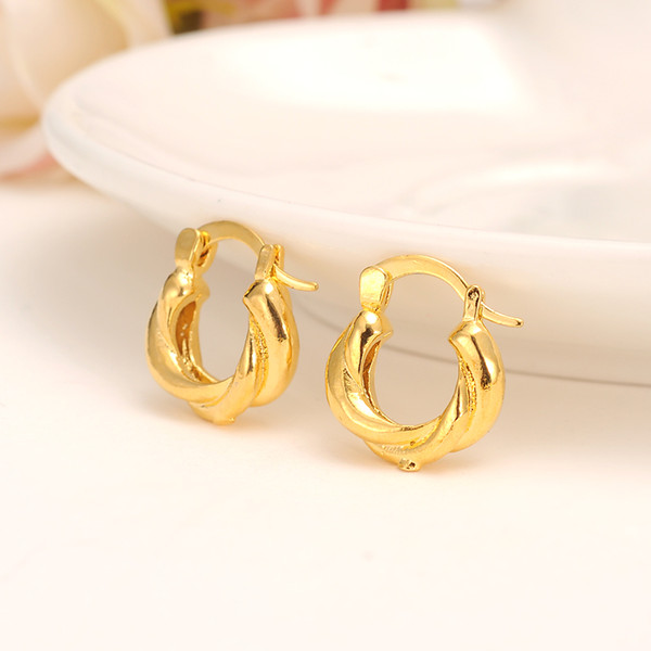 2pairs 24K African Round Earrings for Women girls Gold Color Jewelry,Ethiopian/Arab/Brazilian/Africa/Middle East/Nigeria gift