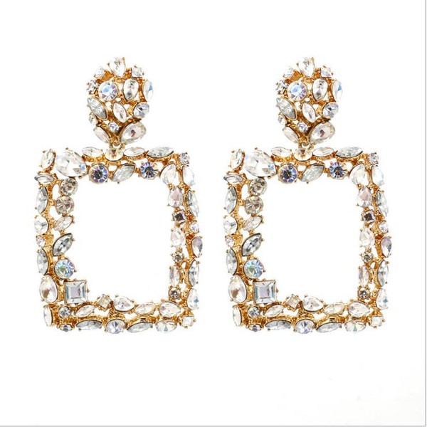 New European and American fashion trend diamond-set exaggerated accessories Earrings dazzling atmosphere personality high-quality ear pendan