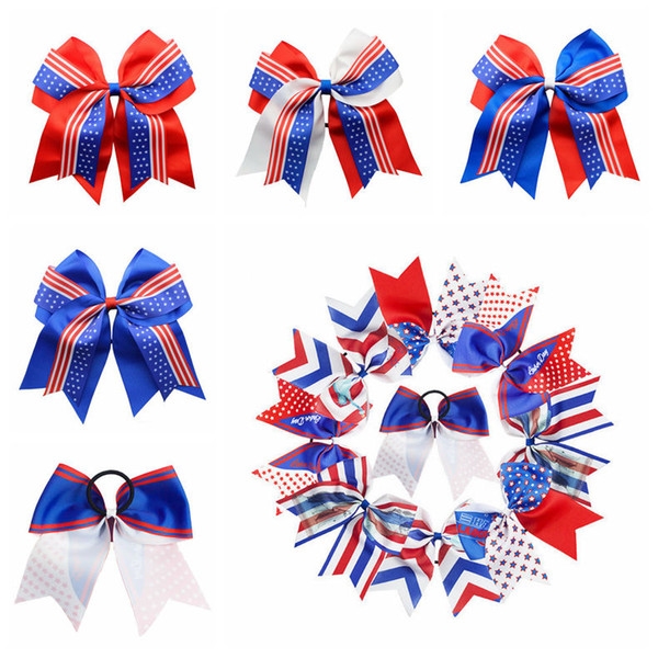 10 Colors American Flag Hair Ponytail Headband Girl Star Striped Bowknot Hairbands Hair Accessories Hair Rubber Band CCA11592 60pcs