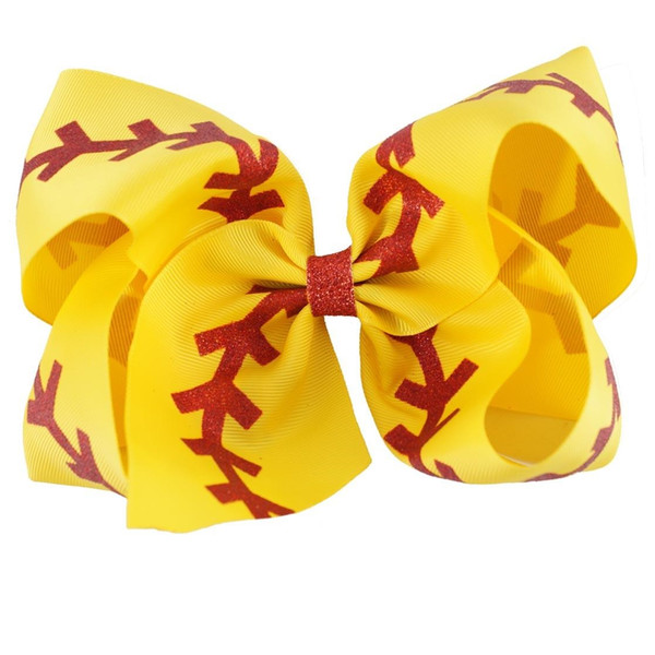 Hot Jumbo Softball Bow Glitter Baseball Bow With Ponytail Holder Cheerleading Bows For Cute Sports Cheerleader Girl 7inch 5styles