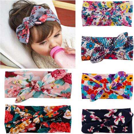 Bohemian Headband Cotton Girl Baby Bowknot Flower Turban Twist Head Wrap Twisted Knot Soft Hair Band Kids Headbands Bandanas 30 pcs