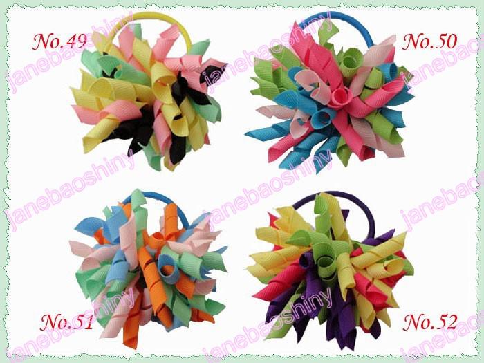 free shipping 220pcs 3'' fashion korker hair bow pony elastic mix color girl baby hiar pony holders