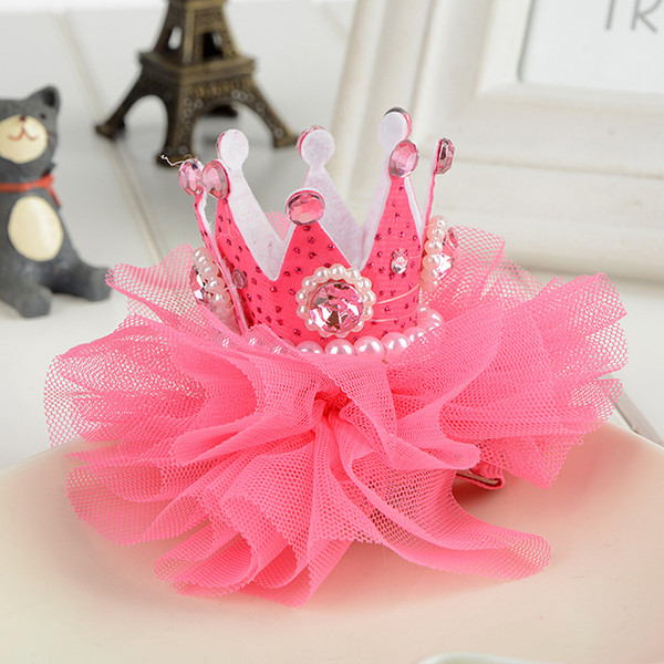 Tiaras Christmas Gift Lovely Baby Hair Clips Pearl Rhinestone Crown Children Accessories High Quality for Wholesale