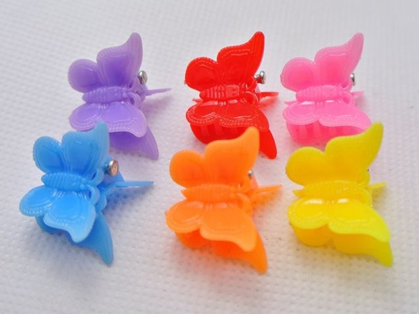 100pcs mixed Color butterfly clips for kids Plastic Butterfly Mini Hair Claw Clips Clamp for Kids gift multicolor