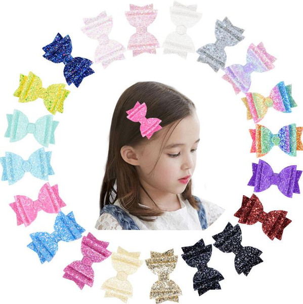 Sequins Angle Wing Hair Clip 40 Styles Girls Glitter Sparkly Hair Bow Hairpin Children Kids Barrettes 500pcs OOA6629