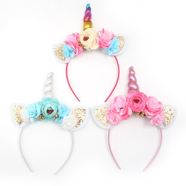 Hot style unicorn flower hair band Halloween children's day headdress rabbit ears children's favorite headband factory wholesale