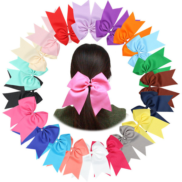 30pcs 17.5*21.5cmWomen Large Grosgrain Ribbon Cheer Bows Elastic Tie Teens Ponytail Holders Juniors Hair Accessories