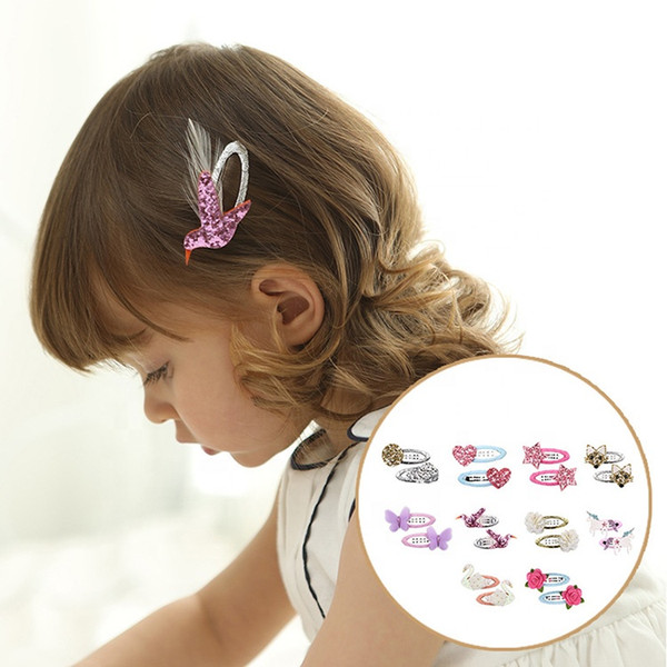 Lovely Water Drop Hairpin Handmade Cloth Butterfly Glitter Animal Flower Star Pink Cute BB Clip Children Snap Baby Girl Hair Clip Barrettes