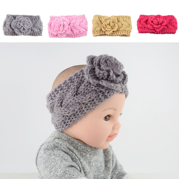 New Children Knitted Headband Girls Sweet Camellia Twist Hair Band Woven Headdress Wool Baby Headbands 13 Styles Warm Hair Accessories M21F