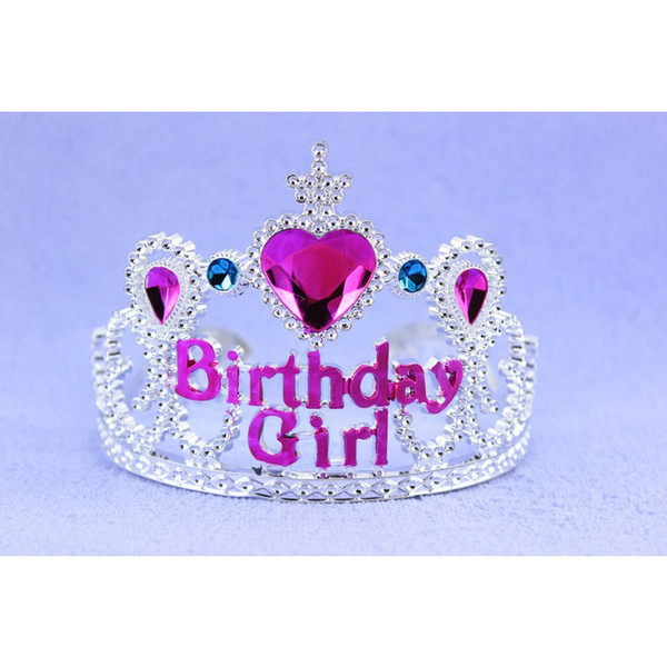 Vintage plastic Crystal Happy Birthday Hair Accessories For Children Birthday Girl Tiaras And Crowns Pageant Jewelry Crown