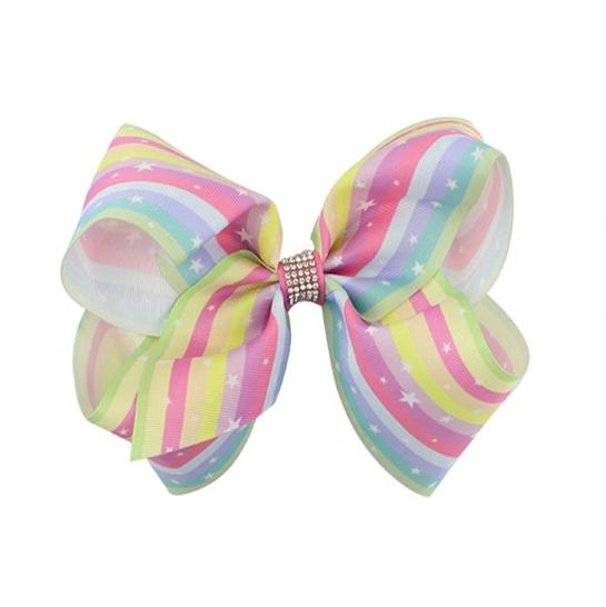 Free DHL 8 Inches Grosgrain Girls Hair Bows With Alligator Clips JOJO Boutique Big Rainbow Bows Clip For Teens Kids Xmas Gift H969R