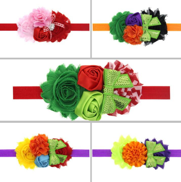 2018 New Children's Christmas hair band embroidery sequined bow headband children's beautiful headdress Colorful Hairpins