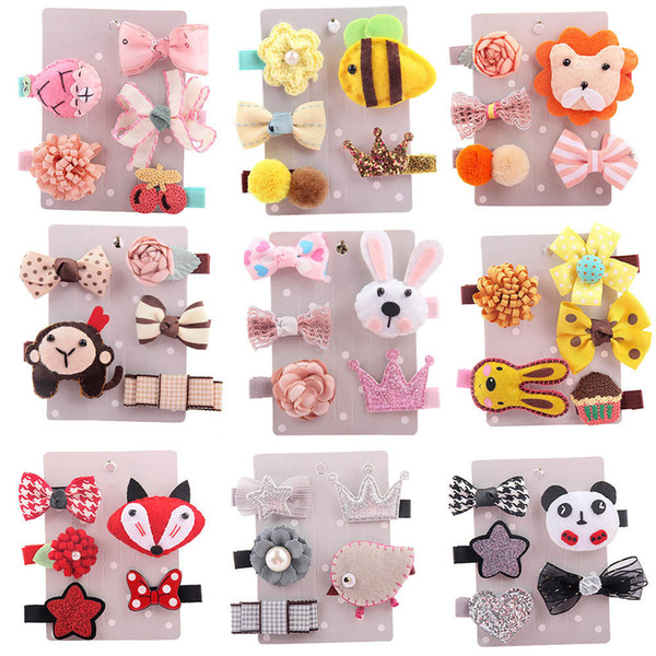 Kawaii Kids Infant Baby Girls Cartoon Animals Hair Clip Set Hairpins Barrettes Headwear Hair Accessories Free Shipping