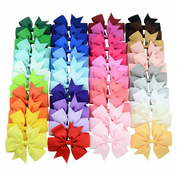 40 Colors Six Ears Pure Color Fine Rib Fabric Fishtail Bowknot Hair Clip Hair Accessories Children's Headwear D0128