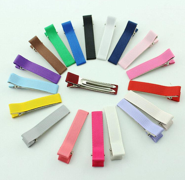 wholesale price Alligator Hair Clips for Girls Headwear Single Prong Ribbon Grosgrain Hairpins Kids Hair Band Accessories 20 colors