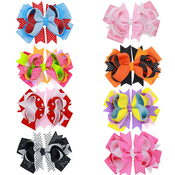 8 design Big swallowtail bow hair clip Girls dot Hair Bows big Paint Love colorful Bowknot Hairpins Headwear for kid girl drop ship