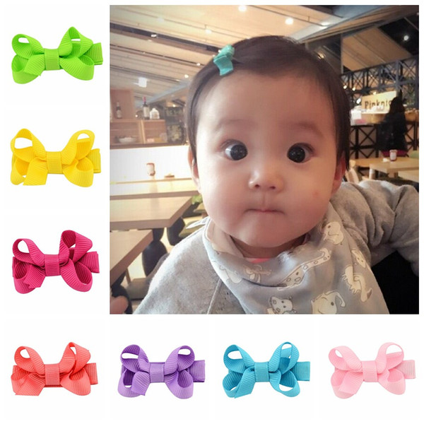 2017 high-quality children bowknot hairpin, Korean girl hair ornaments, pure color side clip jewelry wholesale DHL free shipping