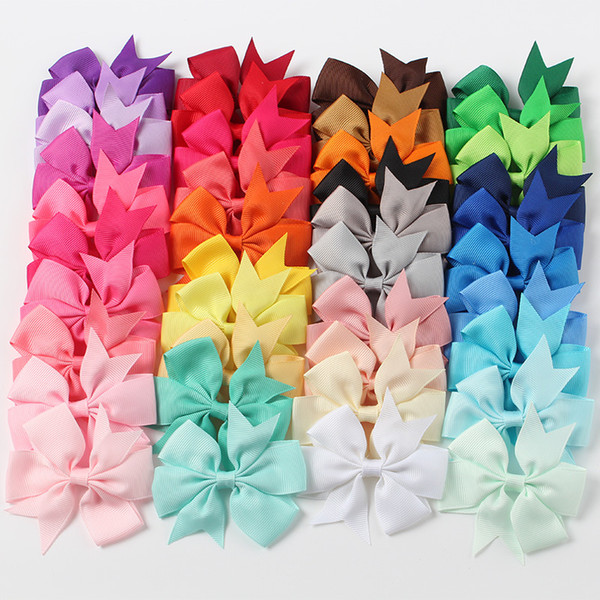 Mix Colors Grosgrain Ribbon Butterfly Bows WITH Clip Girls' Boutique PinWheel Hair Clip Kids Hair Accessories XZ58