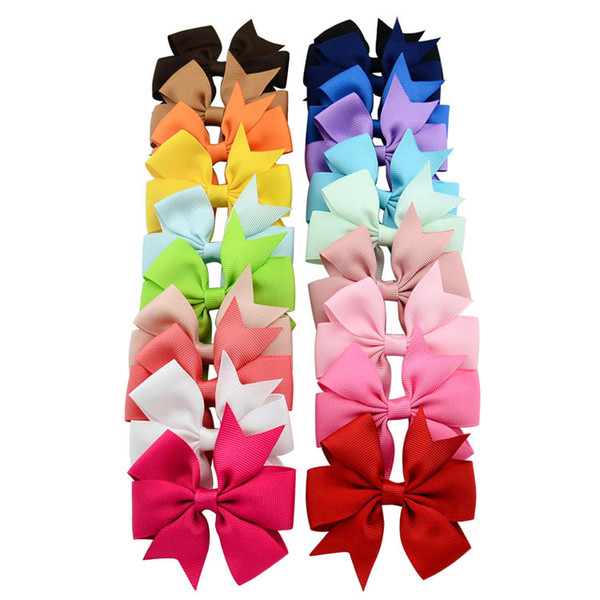 XS 20 Colors Handmade Girl Baby V Rib Ribbon Cloth Art Bowknot Hairpin Hair Accessories Children Tire Jewelry Wholesale