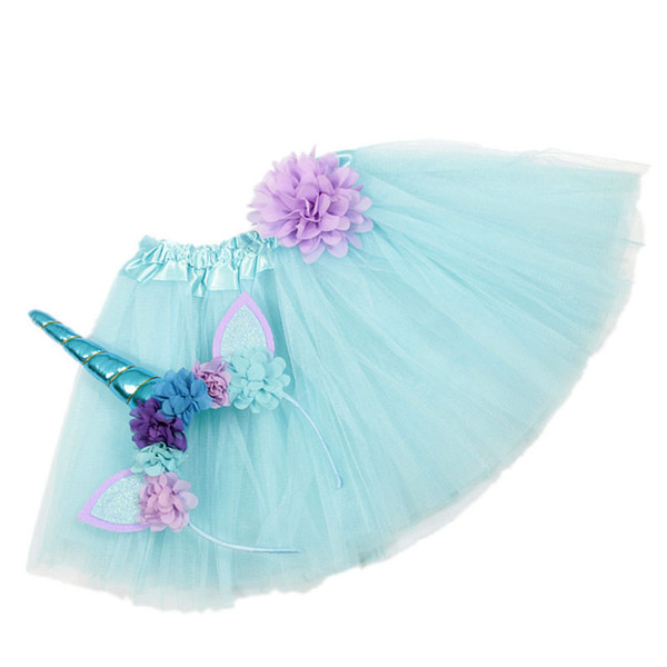 Birthday Girl Tutu Skirt and Headband Clothing Set Pastel Unicorn Headbands Matching Tutu dress Boutique Rainbow Girls Clothes Party Cheers