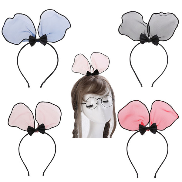 girls rabbit ears hair accessories headbands Party hairbands Chiffon hair hoop lady women cute headdress