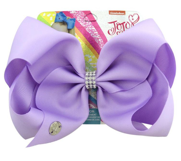 8 Inch Jojo Siwa Hair Bow Solid Color With Clips Papercard girls Hairpins kids Hair Accessory Toddler Headwear