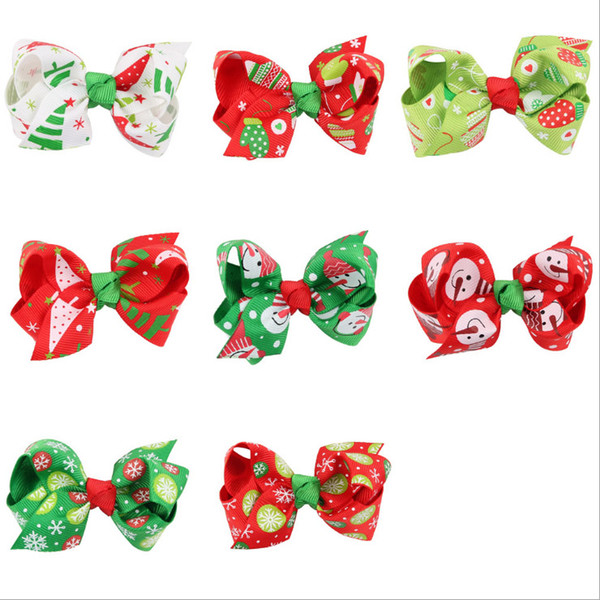 8 colors hot sale party Christmas hair jewelry hair clips for girls kids ribbon hair bow headdress headbands accessories wholesale china